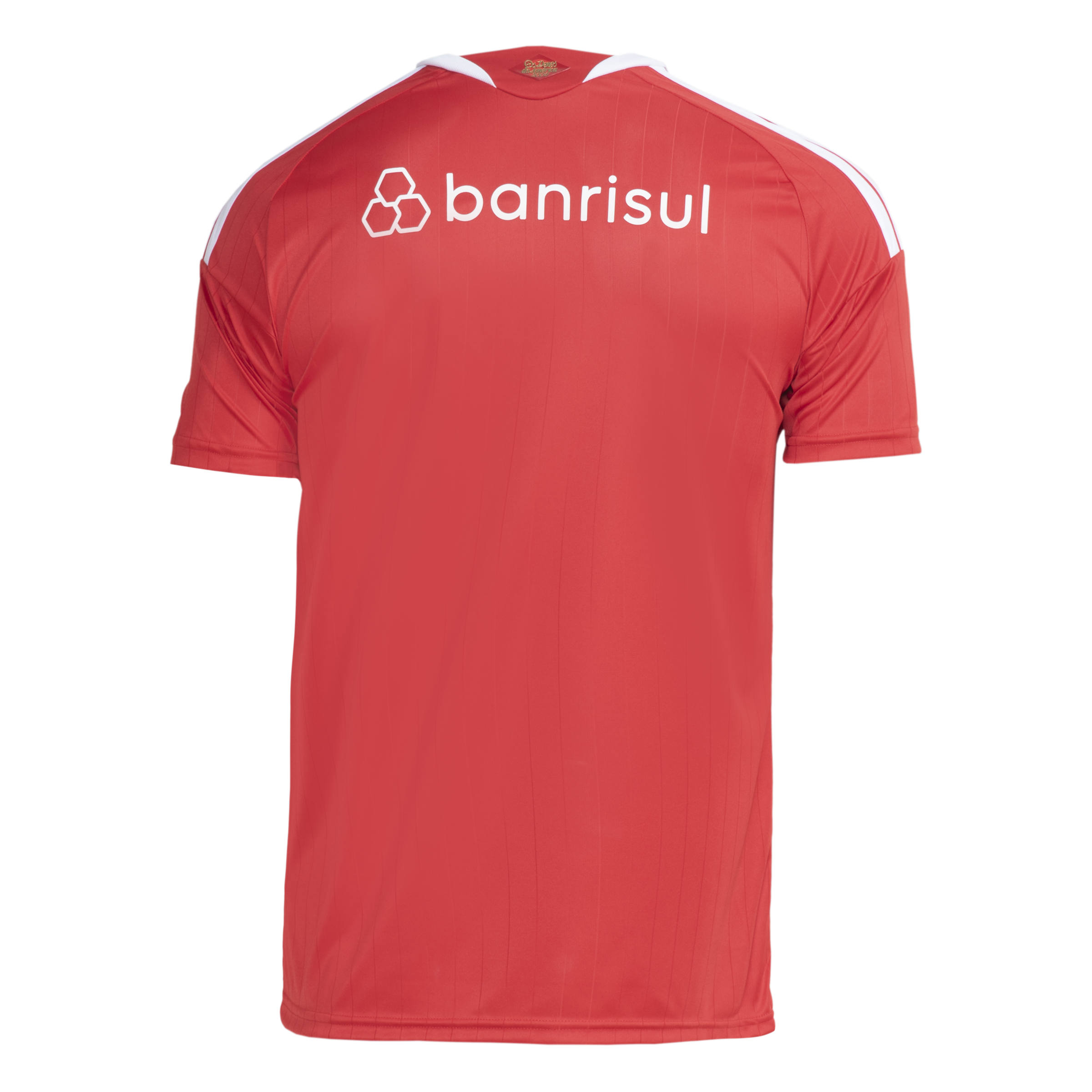 Camisa Adidas vermelha destacando o tecido e o logotipo do time